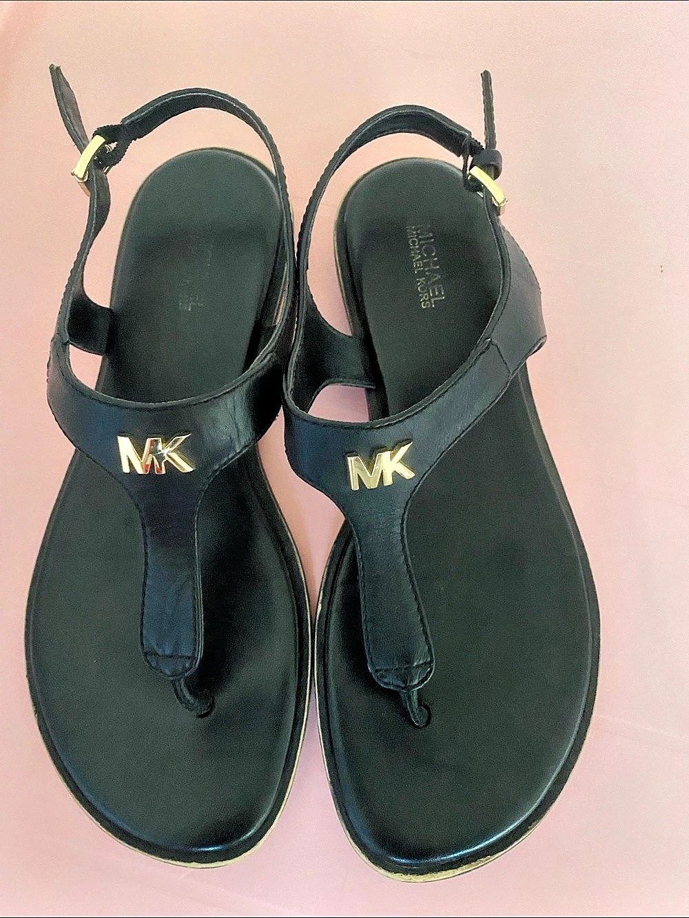 Michael Kors MK Logo Thong Flat Sandal Black